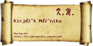 Kirják Mónika névjegykártya